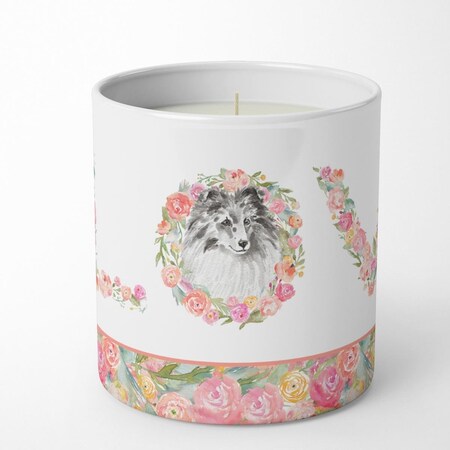 Carolines Treasures 3.75 x 3.25 in. Unisex Sheltie No.7 Love 10 oz Decorative Soy Candle WDK4490CDL